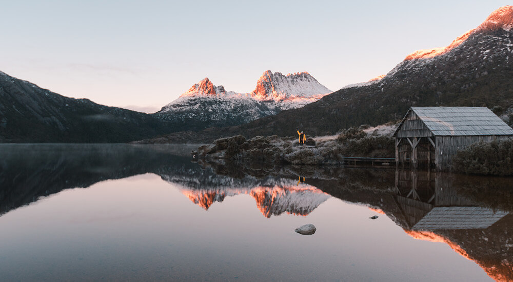Cradle Mountain, Tasmania, at sunset.